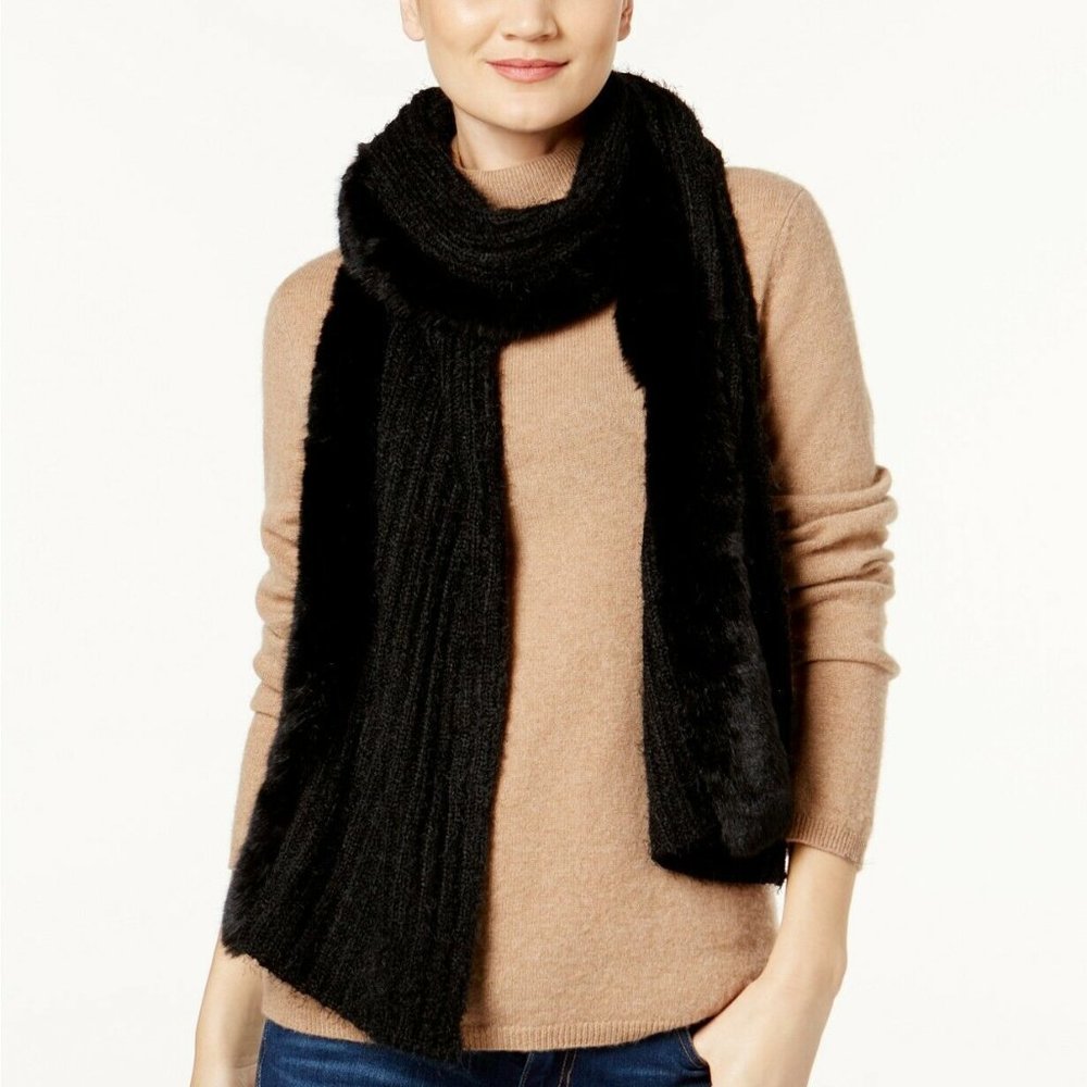 NWT $78 WOMEN'S DKNY Faux Fur & Knit Scarf
